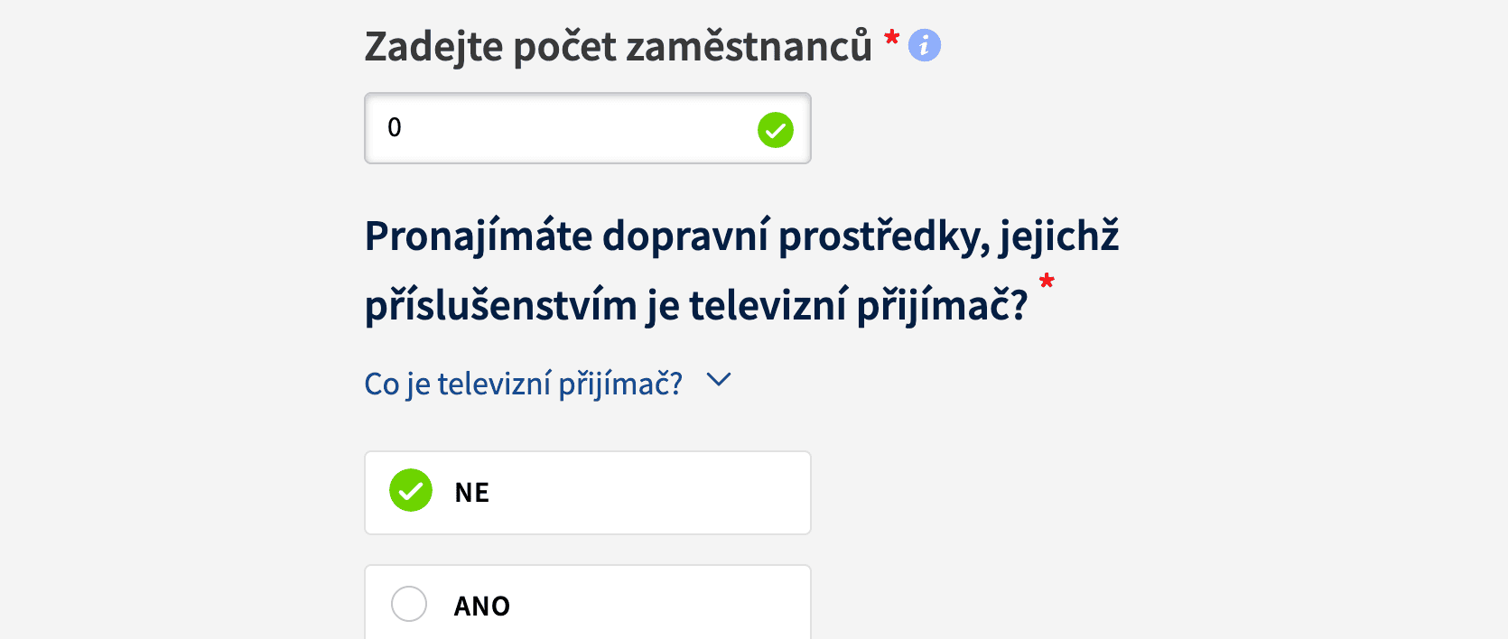TV fee and radio fee czech republic registration step 4