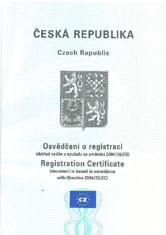 Example of the Czech Certificate of Temporary Residence for EU citizens issued by the Ministry of Interior